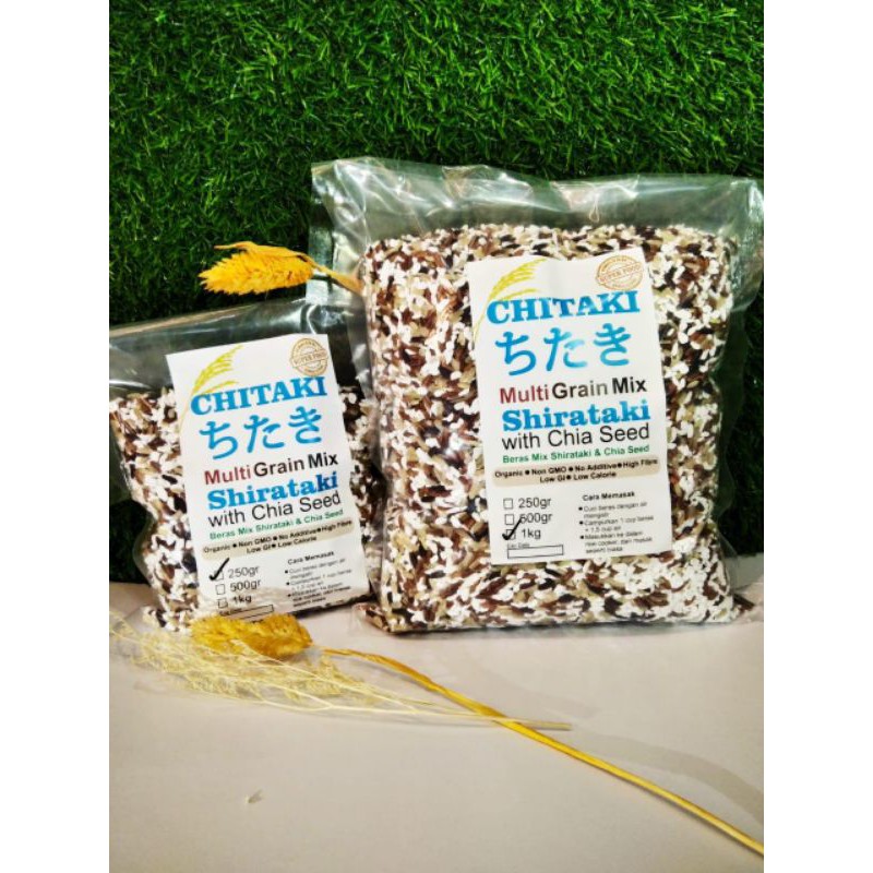 

Chitaki Beras Shirataki Mix (Beras Merah, Coklat, Hitam, Chia Seed) 250 gram
