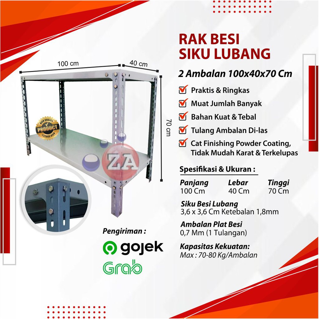 Rak Besi 2 Ambalan Serbaguna Gudang Aquarium Murah Minimalis 100 x 40 x 70