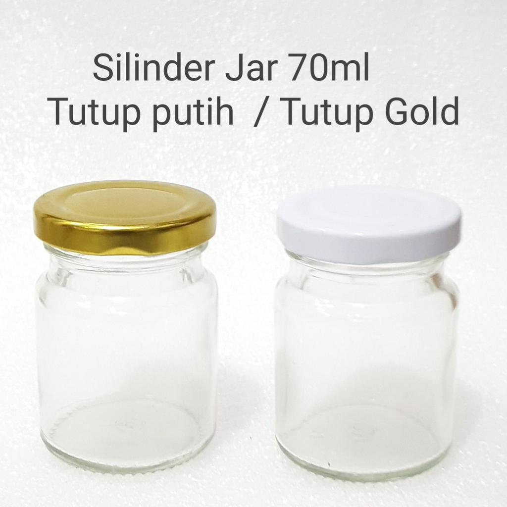 / 6 (ENAM)  70ML BOTOL KACA BIRDNEST BARU / BOTOL JAR SILINDER KACA 70 ML + TUTUP seng gold / GROSIR