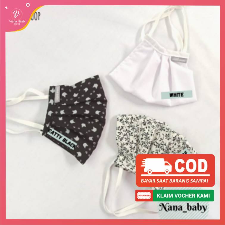 Masker Kain Motif by Nena Hijab Dewasa Headloop Tali Bahan Toyobo Tebal 2ply