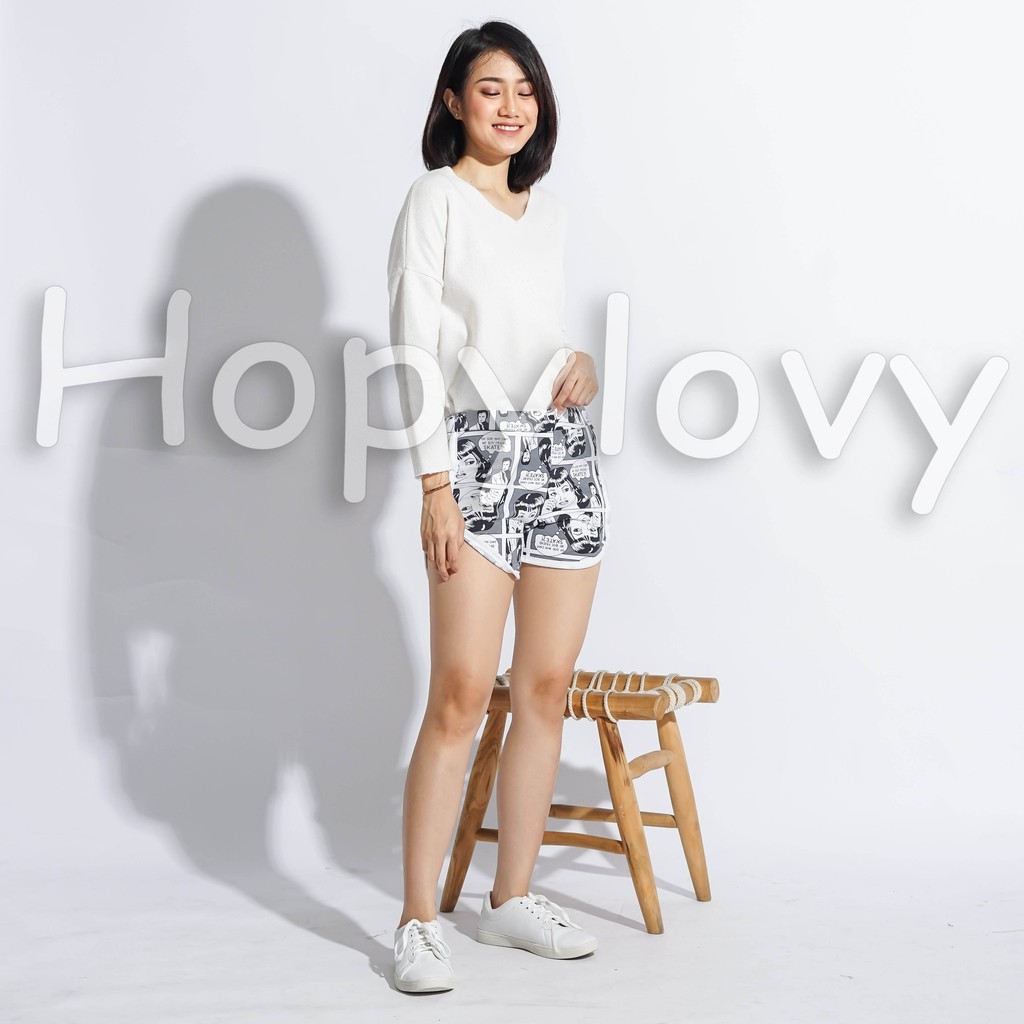 HOPYLOVY - Celana Pendek Santai Wanita HotPants Muniko Komica