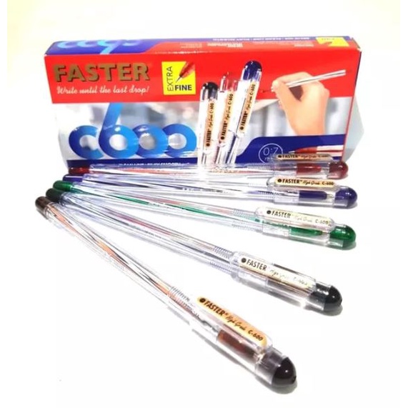 

Bolpen Faster C600 Lusinan Isi 12 Pulpen Faster Bolpen Hitam Merah Biru Anti Bolpen Macet