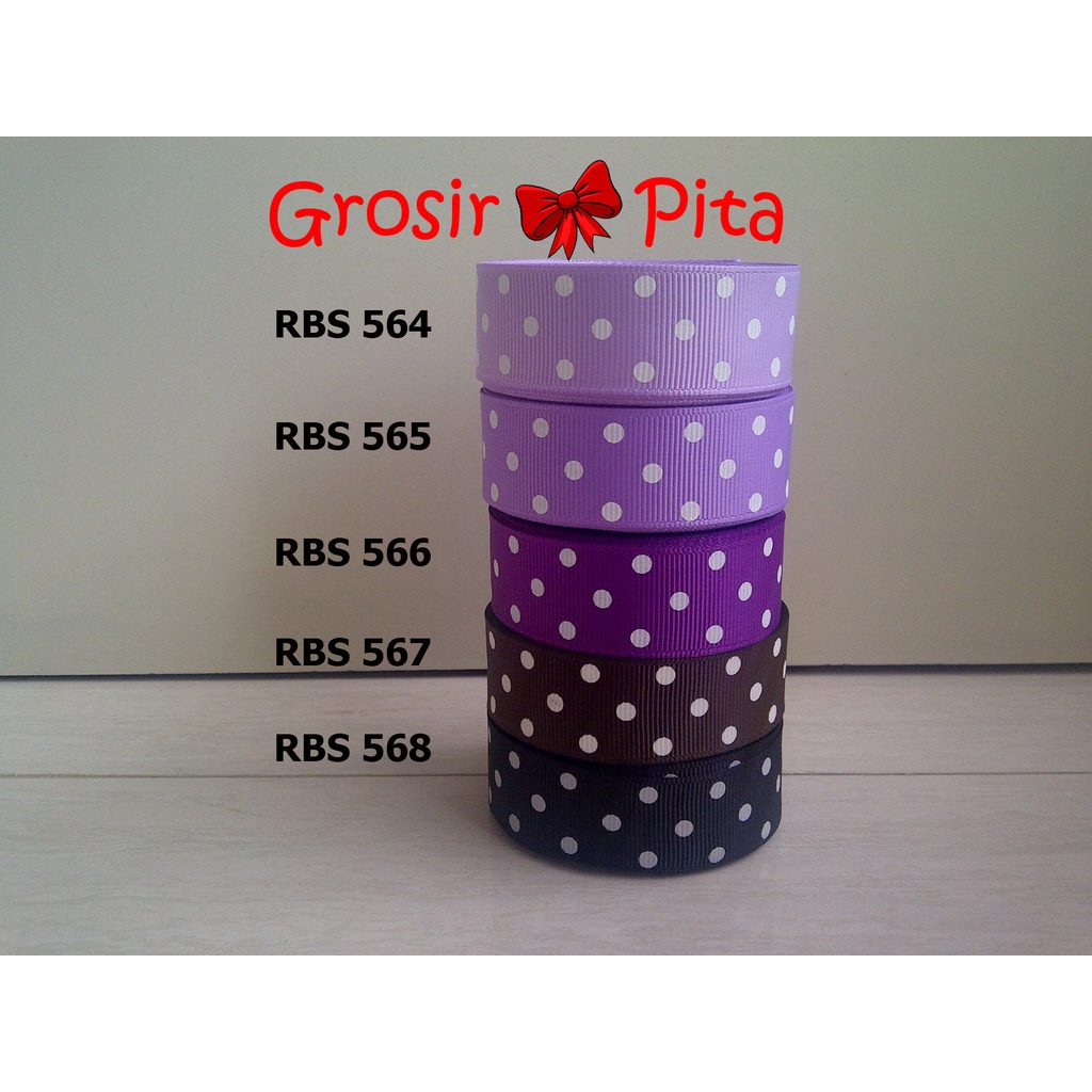 

(25 yard) Pita Grosgrain Motif Polkadot RBS 564,565,566,567,568 | Toko Bahan Craft | Grosir Pita