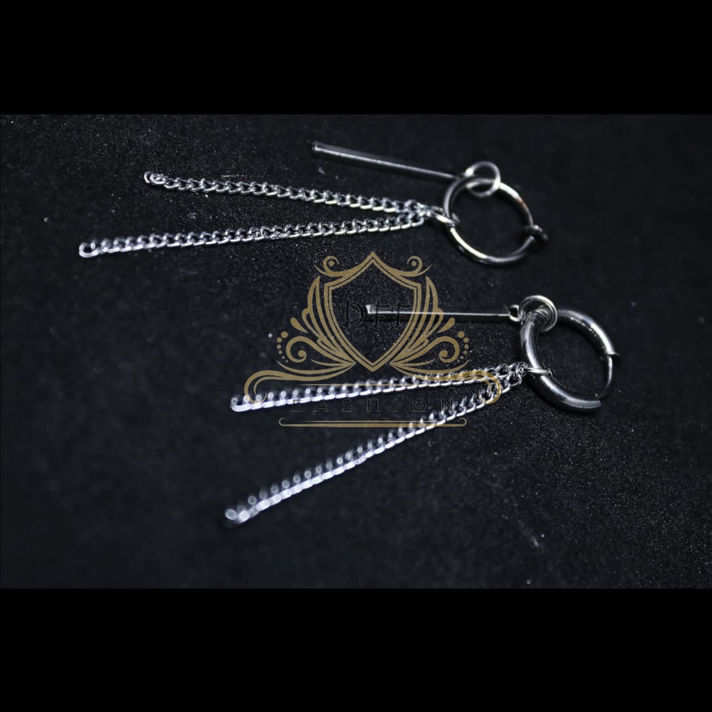 anting tindik dan jepit model batang rante dobel / anting tindik dan jepit bts terbaru /anting Korea terbaru/anting