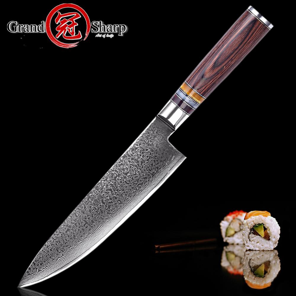 GRANDSHARP 67 Layers Japanese Damascus Knife Damascus Chef Knife VG-10 Blade Damascus Kitchen