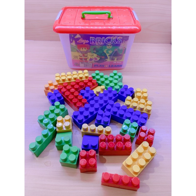 lego block box kontainer MIKIWA isi 40pc besar atau 30pc kecil / blok / bongkar pasang / puzzle-1