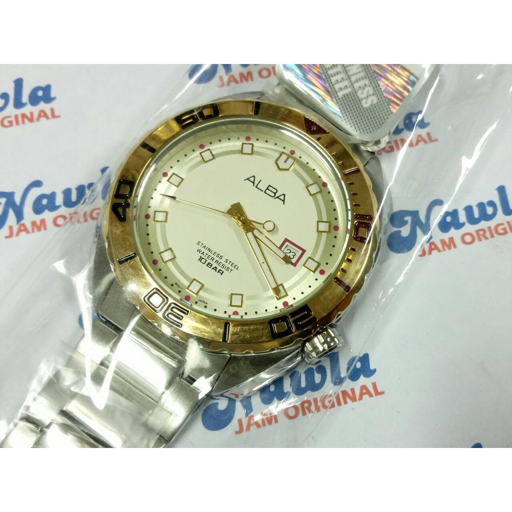 Alba Quartz AG8H44X1 Chronograph Cream Dial - Jam Tangan Pria AG8H44