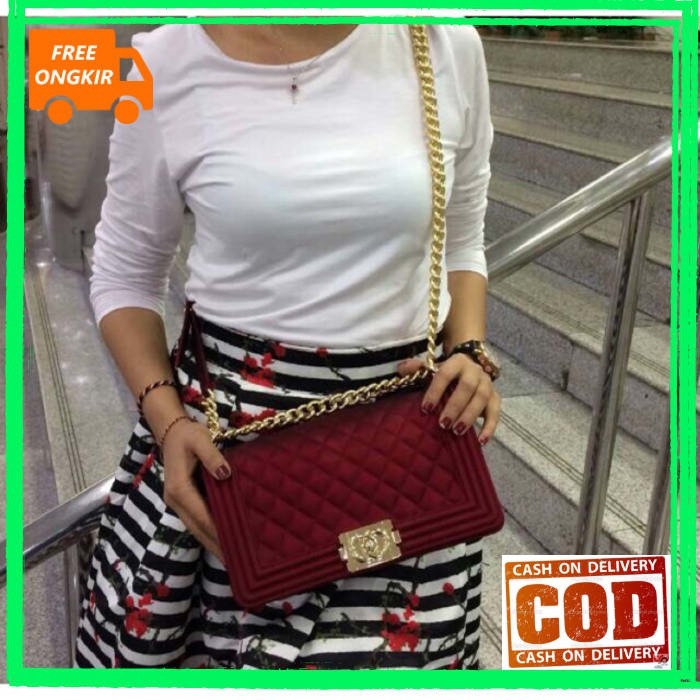 BARU CHANEL BOY BESAR JELLY MATTE UK25cm READY STOK