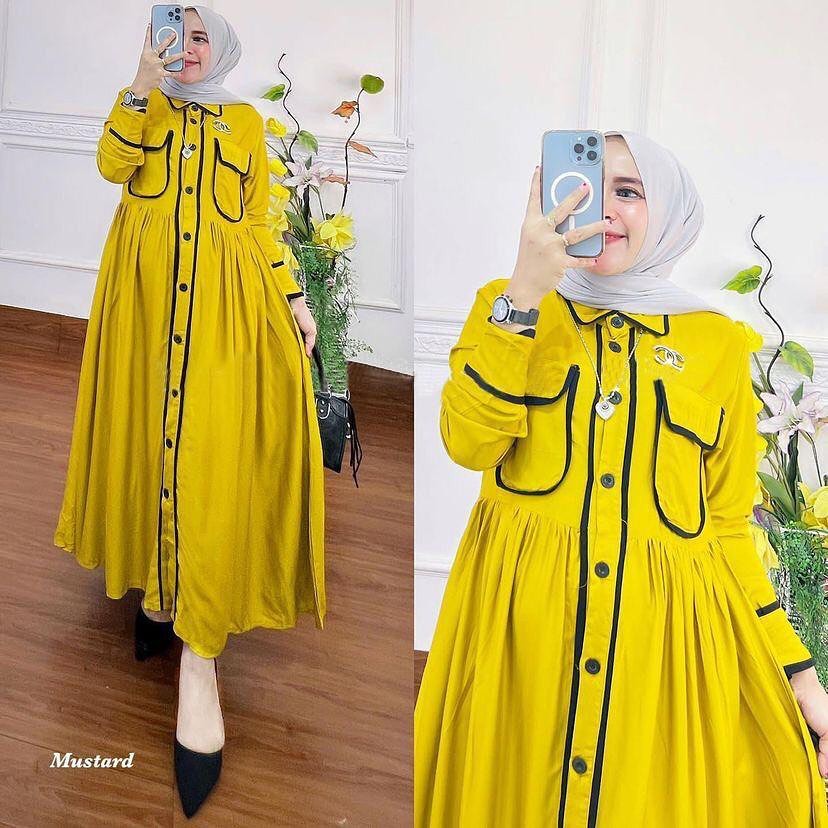 MIDI BUSUI FRENDLY DRESS MUSLIM POLOS ZAFIRA DRES  BAHAN RAYON TWILL  KOREA DRESS JUMBO MIDDI DRES TERBARU MIDDI DRESS MIDDI POLOS