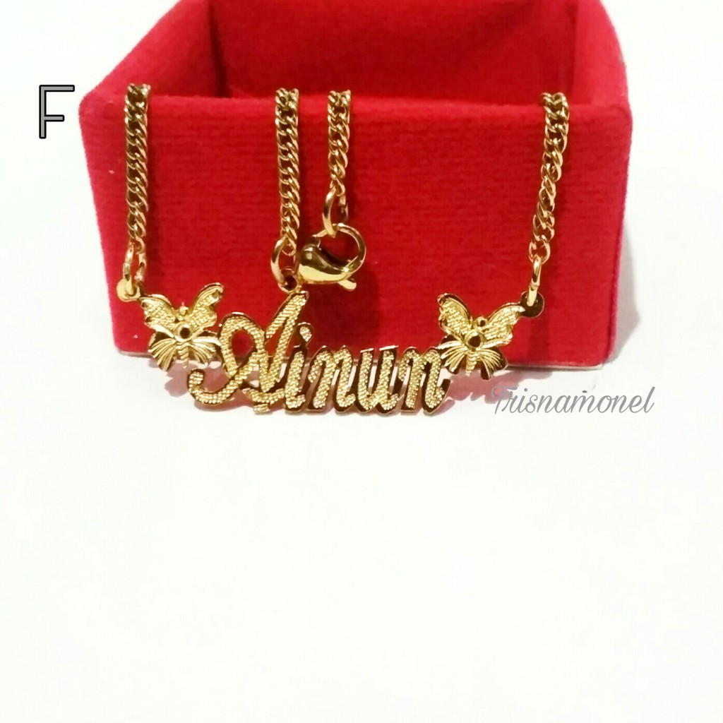 KALUNG CUSTOM NAMA KUNINGAN LAPIS EMAS PREMIUM