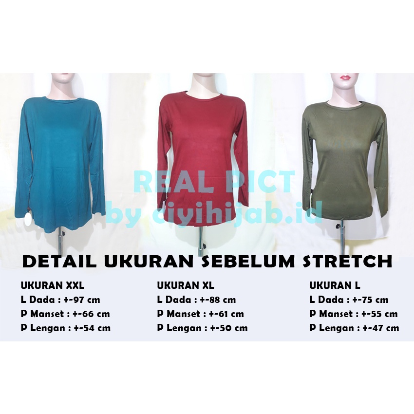 Manset Cewek Lengan Panjang Kaos Manset Wanita Bahan Adem Baju Oblong Dalaman Daleman Baju Manset
