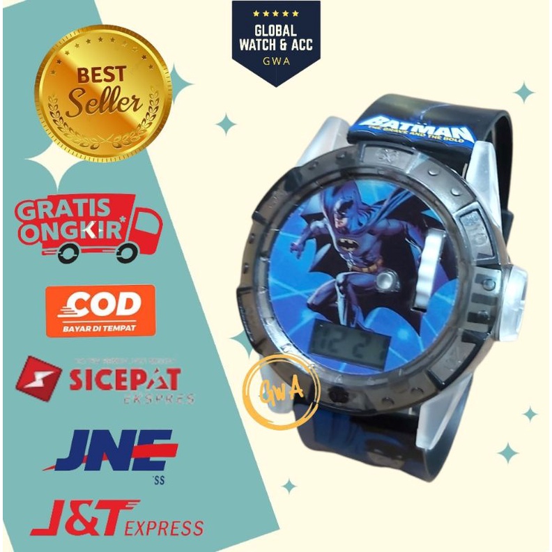 Jam tangan anak laser musik karakter Batman