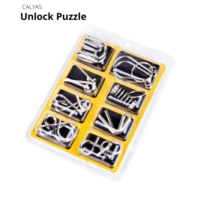 Mainan Trick Unlock Challenge Metal Puzzle 8in1