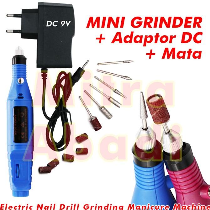 Mesin Mini Grinder Grafir Bor Potong Gerinda Ukir + Adaptor DC + Mata