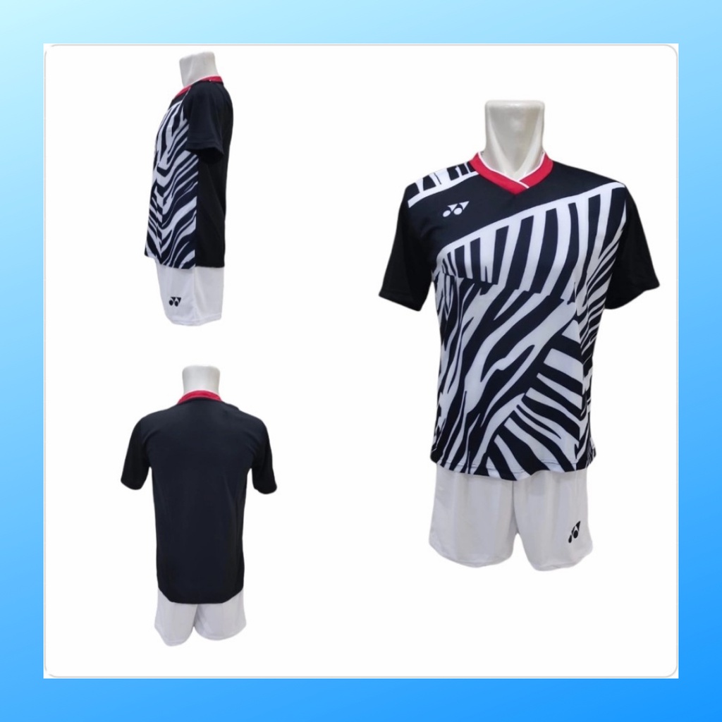 Kaos badminton pria jersey bulutangkis baju dan celana setelan wanita dewasa t-shirt outfit seragam jarsey kostum olahraga pakaian apparel sport jersy bulu tangkis casual jersi sudirman cup suit Y168 putih polos