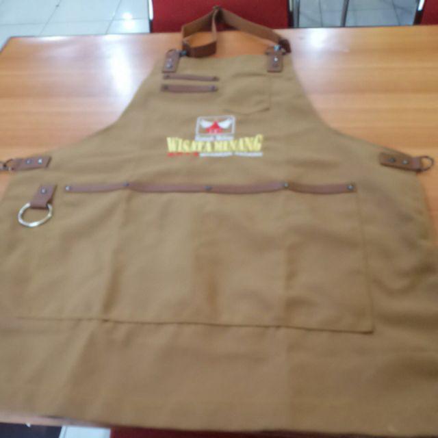 Full Apron Kanvas Premium Pvc Waterproof Dan Synthetic Leather Include Bordir Logo