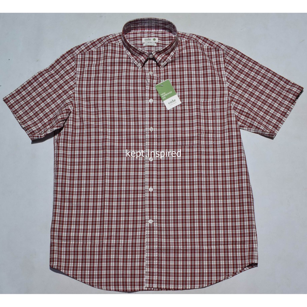 COLE Kemeja Pria Casual Lengan Pendek Merah Reuler DPT 96 ORIGINAL