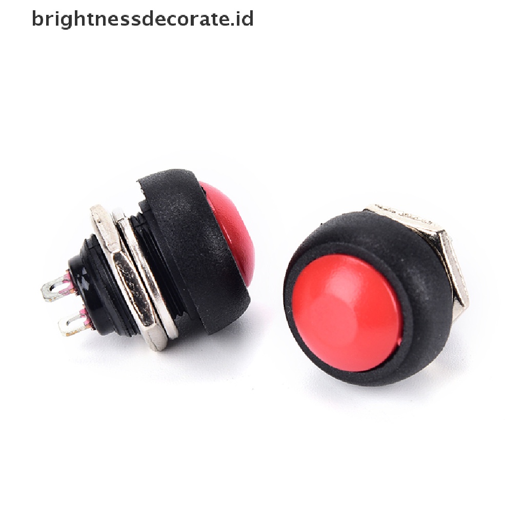 5pcs Tombol Tekan Momentary Anti Air Warna Hitam Merah Hijau Kuning Putih