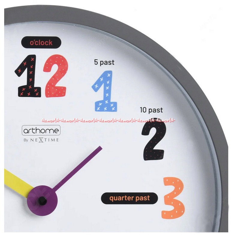 Arthome Jam Dinding Bulat Angka Warna Warni 30cm Wall Clock Grey