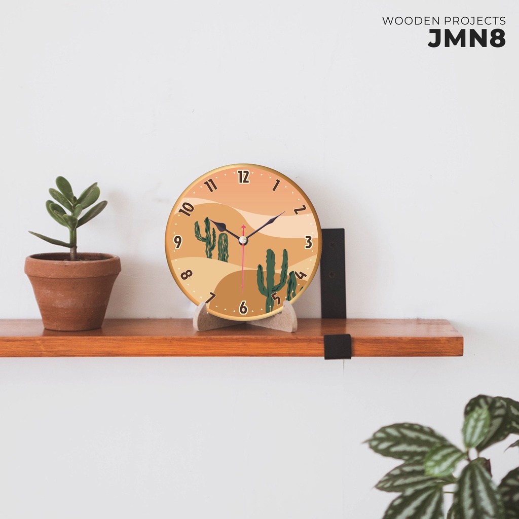 Wooden Projects Jam Meja Dekorasi Kamar Pajangan Rumah Hiasan Dinding Unik Motif Nordic - JMN8-1