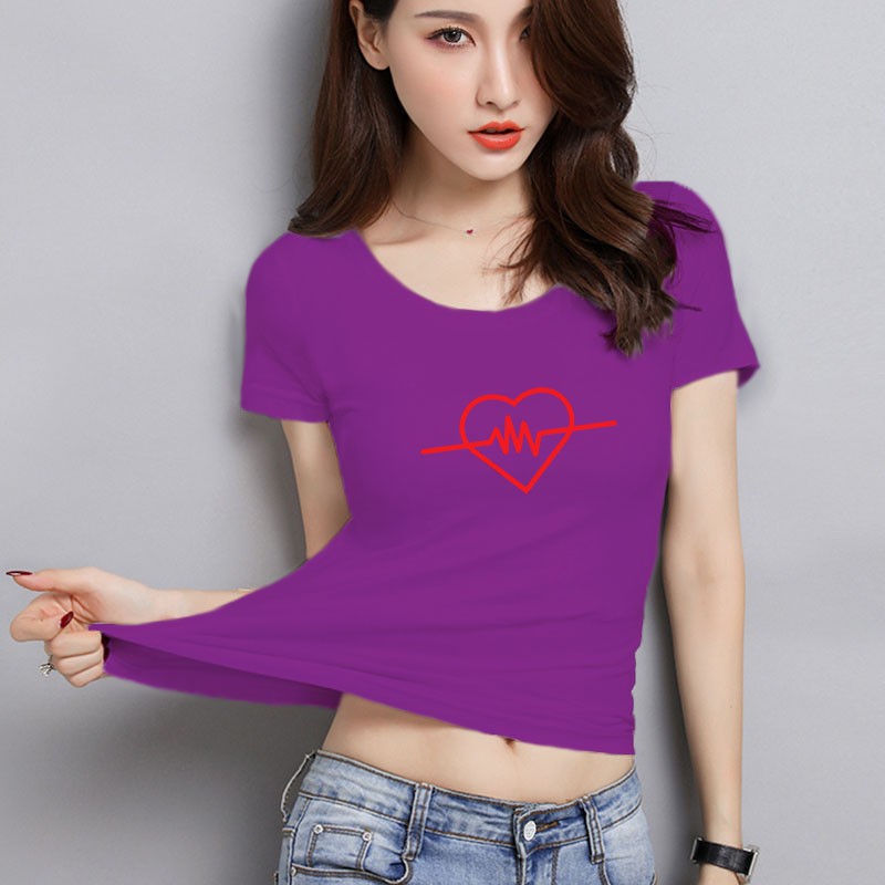 YOURSTYLE1119 - KAOS WANITA ONECK HEARTBEAT/ KAOS TERLARIS / KAOS ONECK/ VALENTINE