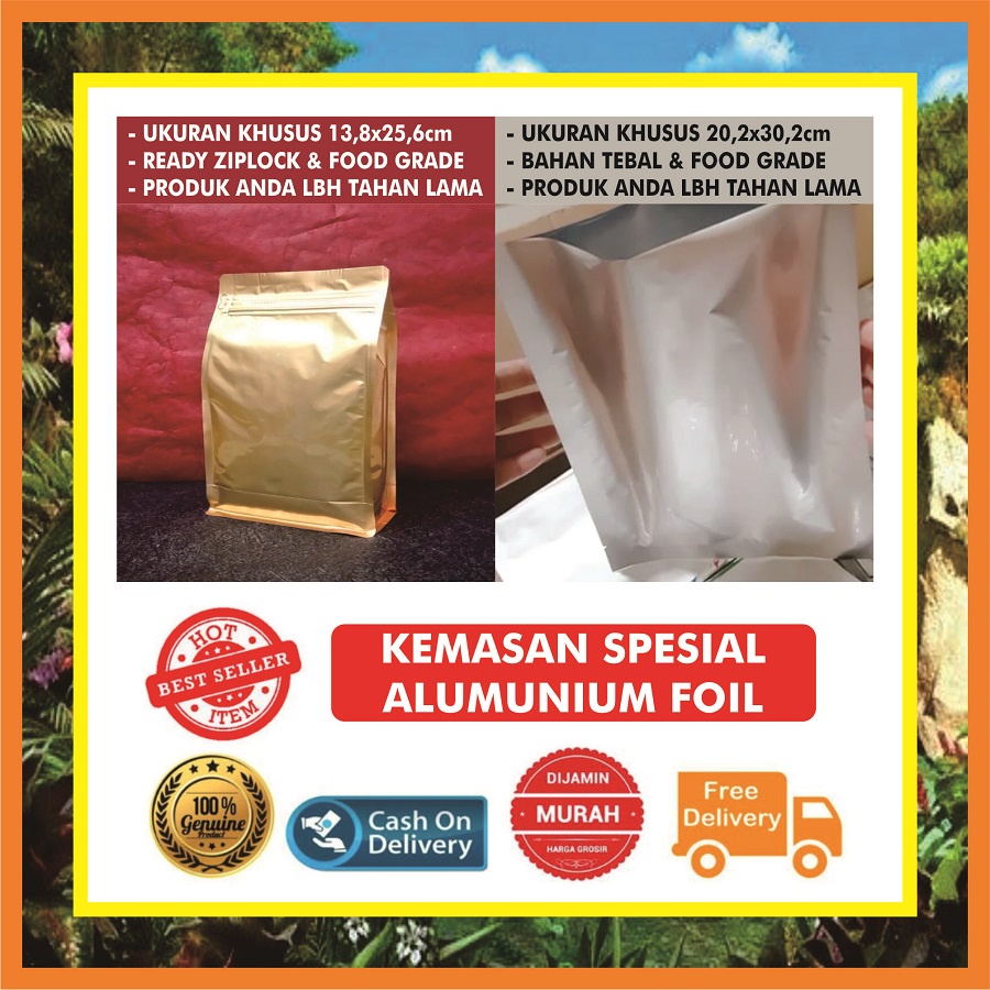 Kemasan Makanan Standing Pouch Flat Murah Bandung Bottom Pouch untuk Bubuk Bumbu Dapur Snack 1 Kg Ba