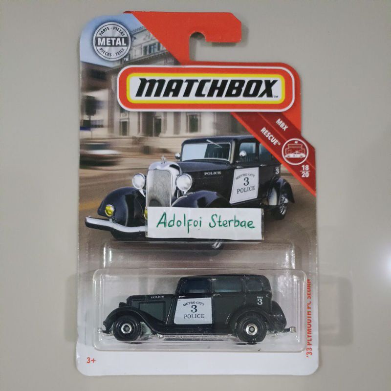 matchbox '33 plymouth pc sedan mbx rescue police