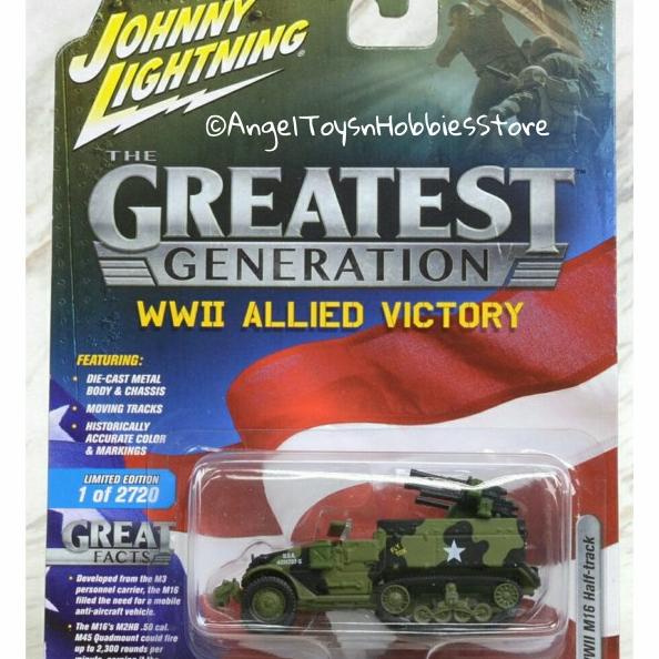 Miniatur Diecast Militer Johnny Lightning 87 WWII M16 MGMC Half-track