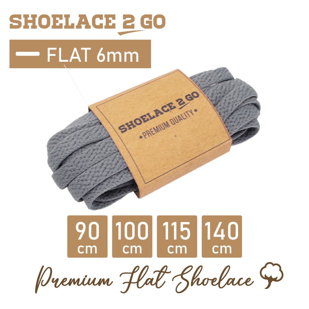 SHOELACE 2 GO PREMIUM TALI SEPATU GEPENG PIPIH FLAT E1 - GREY