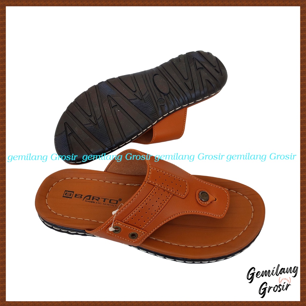 Sendal Pria Jepit Casual Size 39 - 43 COKLAT Trendy - Sandal Laki Laki Dewasa Cocok Semi Formal BARTO - Sandal Laki Laki