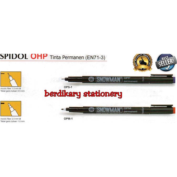 

PROMO SPIDOL SNOWMAN PERMANENT TIPE OHP (OPF DAN OPM)
