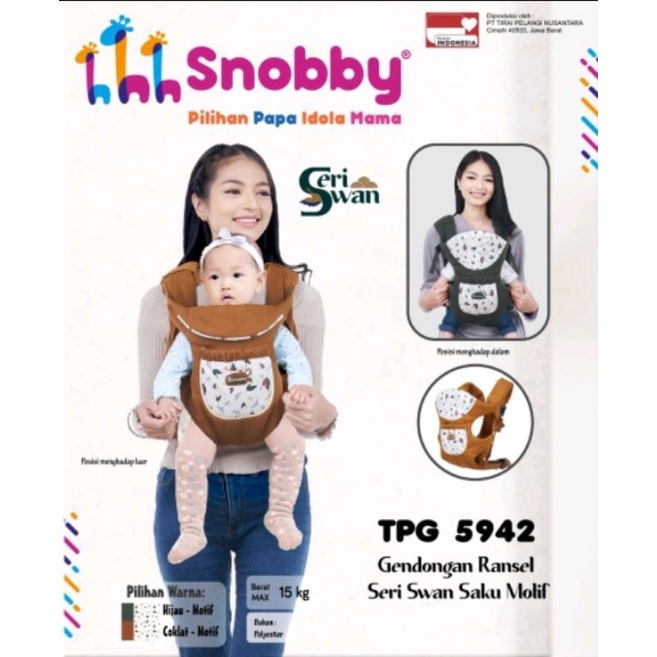snobby gendongan bayi ransel m shape aplikasi print swan series   tpg 5942