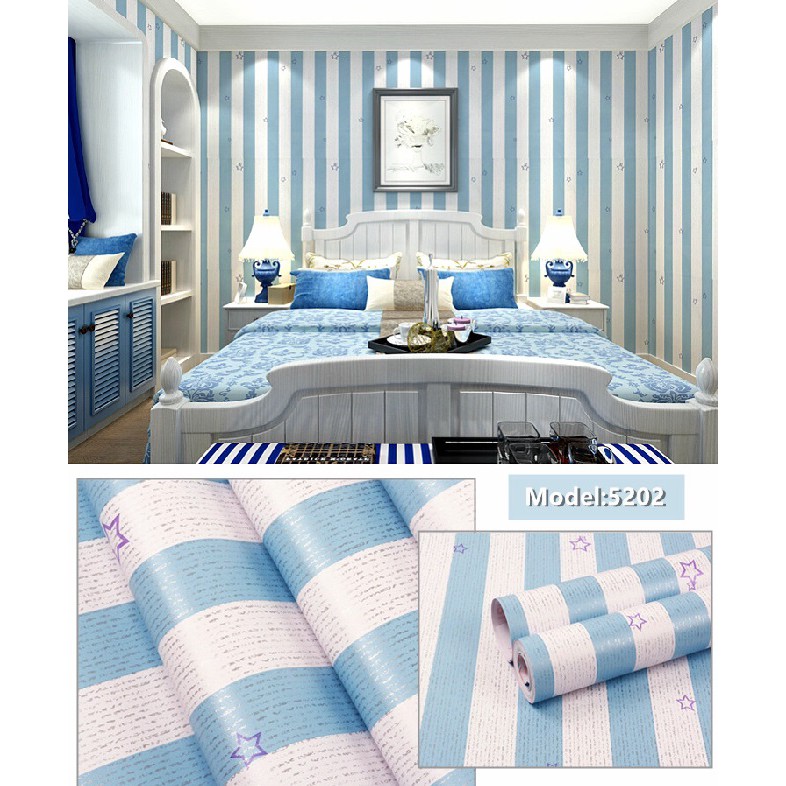 Wallpaper Sticker Dinding Garis Biru Bintang