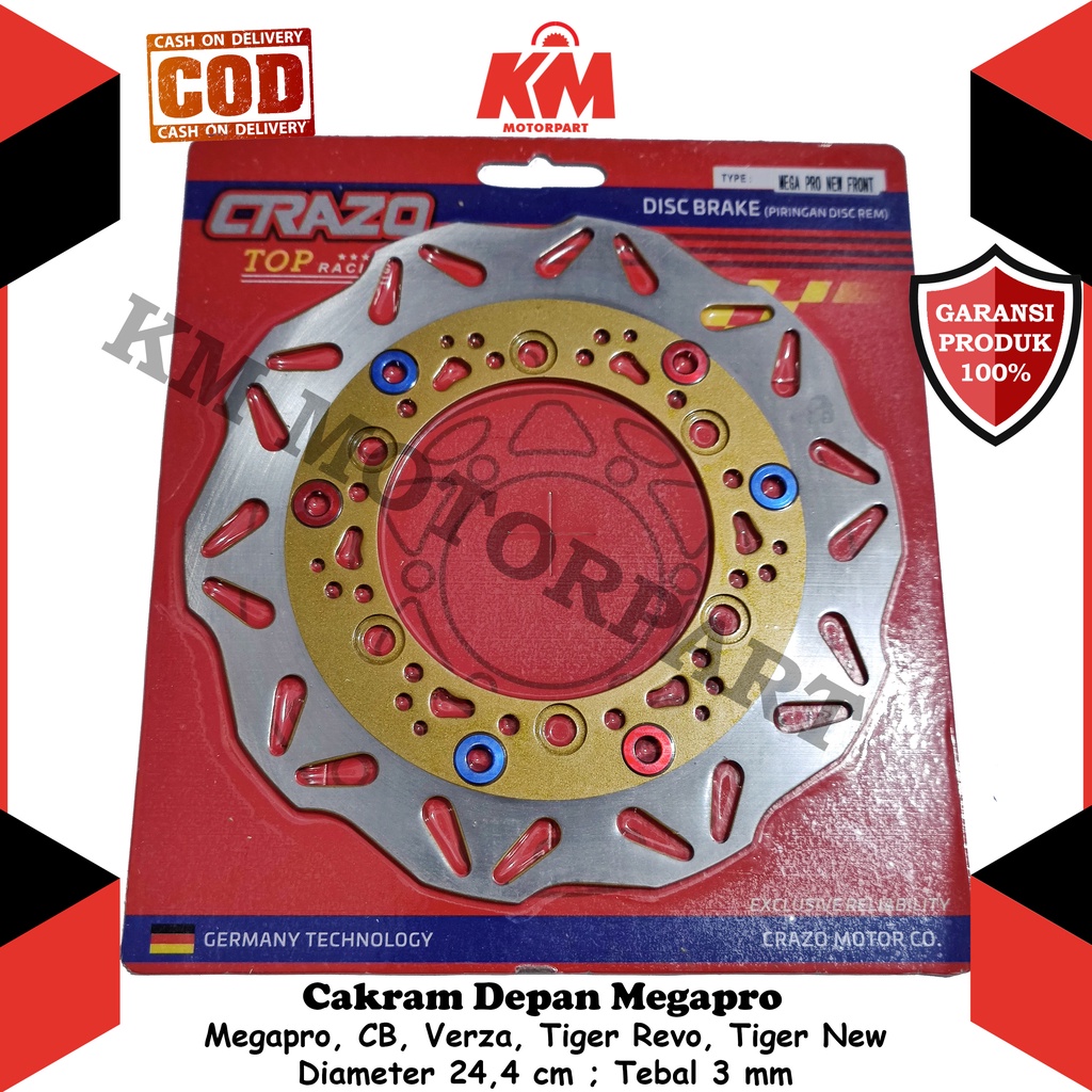 Cakram Depan Megapro CB Verza Tiger Revo Variasi Piringan Rem Disc Brake Diameter 24cm