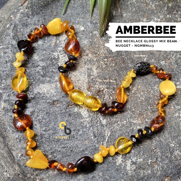 Kalung Amber Bayi &amp; Anak Glossy Mix Bean Nugget NGMBN113 By Amber Bee