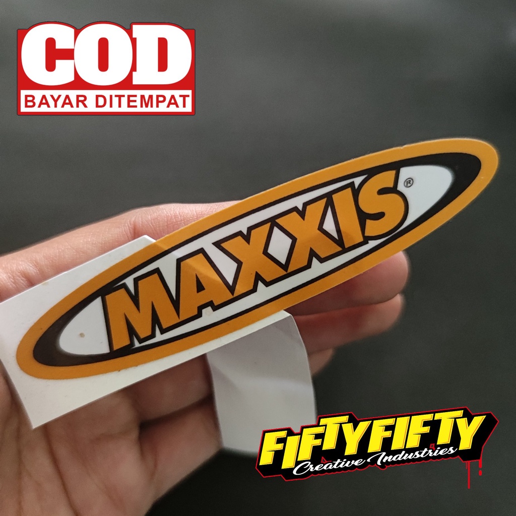 Stiker Print Cut MAXXIS Stiker Printing Laminasi Glossy Tahan Air Stiker Motor Mobil Helm Sudah Membentuk Pola Desain