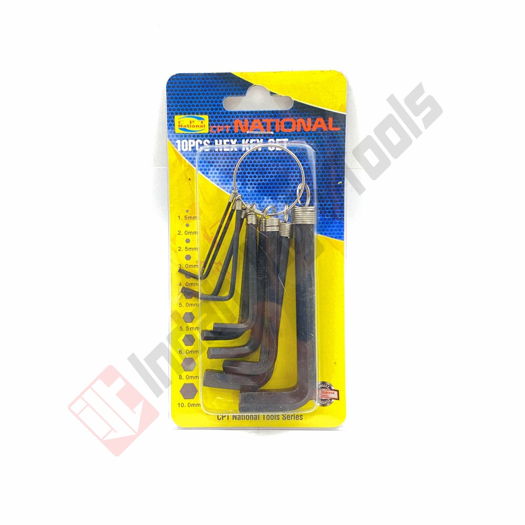 CPT NATIONAL Kunci L Set 10 Pcs HITAM - Hex Key Set