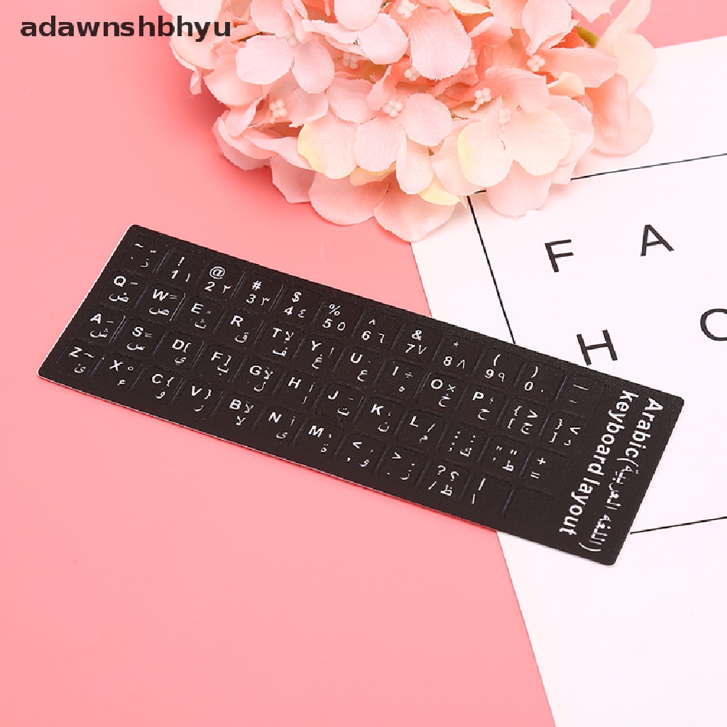 [adawnshbhyu] Stiker Keyboard Arab Huruf Anti Air Frosted Ada Refleksi Tidak Transparan