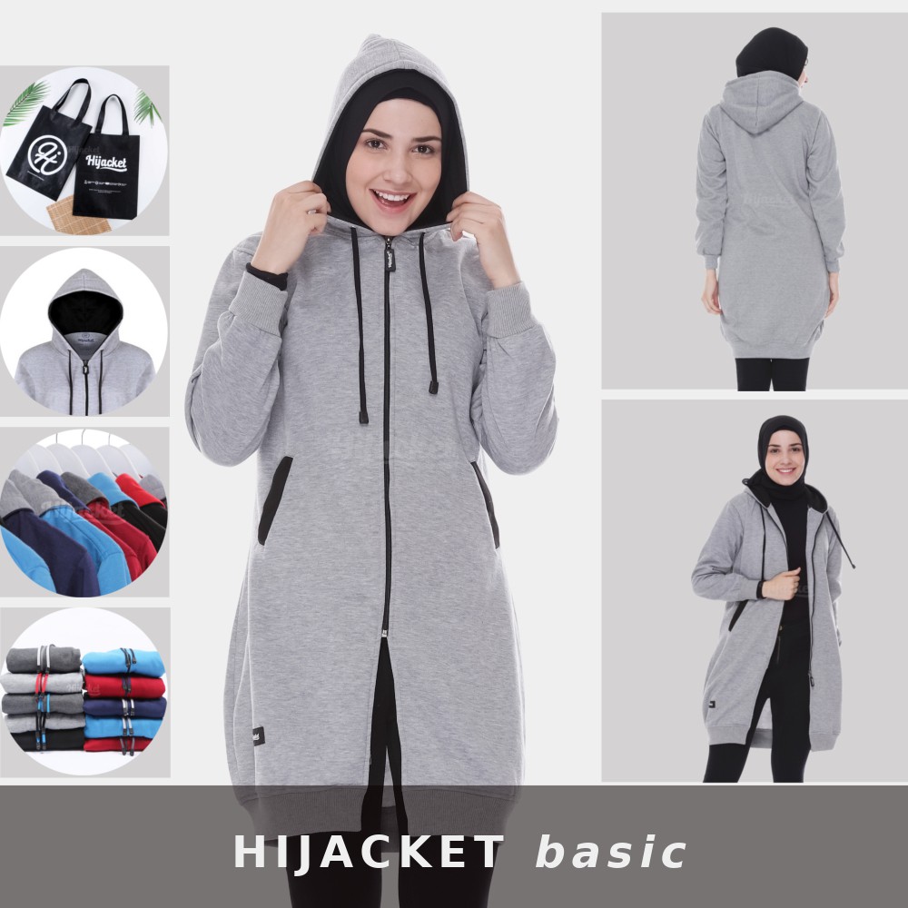 HIJACKET YUKATA | JAKET WANITA RIA RICIS kekinian gaya casual | hijaket warna terlengkap-Basic polos abu muda