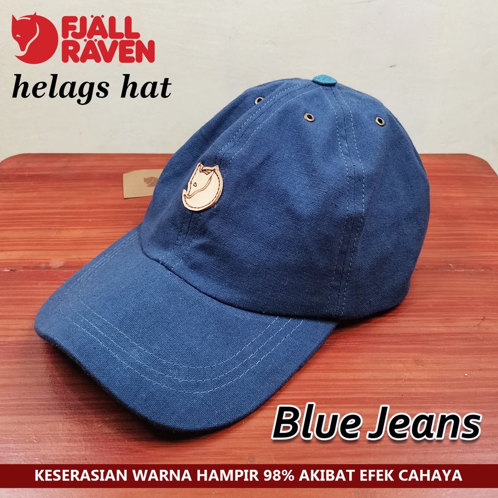 TOPI OUTDOOR FJALLRAVEN HELAGS CAP HAT NEW REPLIKA / TOPI MODEL BISBOL PENDAKI PRIA WANITA-BLUE JEANS