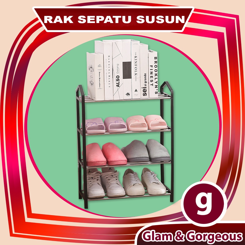 Rak Sepatu Portable Susun Rangka Besi RS005 Murah Kuat Praktis