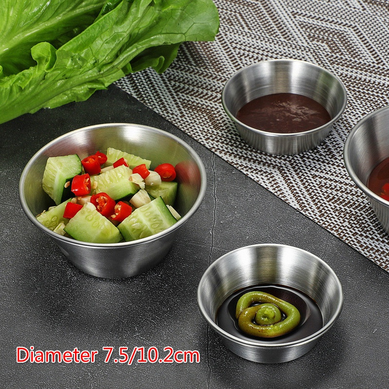 Stainless Steel Sauce Dishes Food Dipping Bowls Round Seasoning Dish Saucer Appetizer Plates