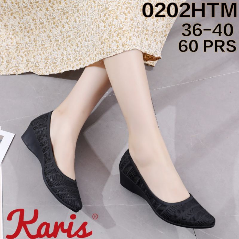 0202 KARIS Sepatu Wanita Jelly Wedges / Sepatu Wedges Wanita Jelly Shoes Import Motif Etnik Turki /0WEDGES SEPATU JELLY KARET KARIS 0202-3 (SEPATU MUSIM HUJAN)