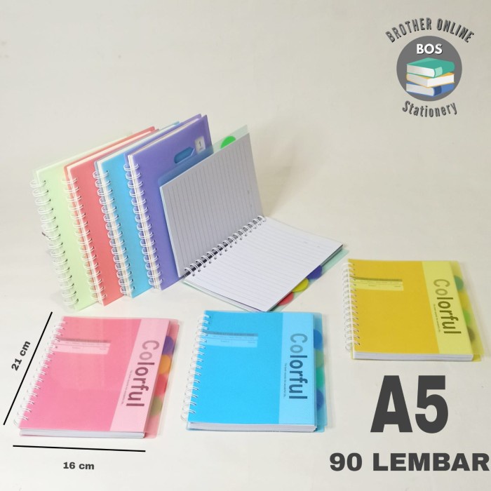 

BOS Notebook Spiral A5 90Lbr+Pembatas/Buku Spiral/Notepad/Diary/Ring