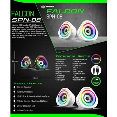 ITSTORE NYK SPN-08 / SP N08 Falcon Speaker Gaming Stereo with RGB Original SP 08