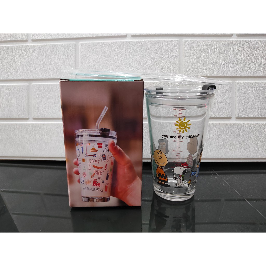 Tumbler Kaca Motif Animal Lifestyle Recipe + Sedotan Glass Ware 450ml H482
