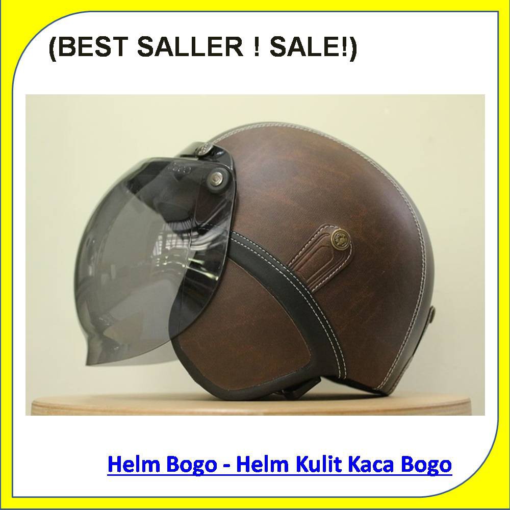HELM CHIP RETRO CREAM HELM KULIT KACA BOGO ORIGINAL atau FLAT KEREN MURAH BAGUS FREE ONGKIR SHOPEE