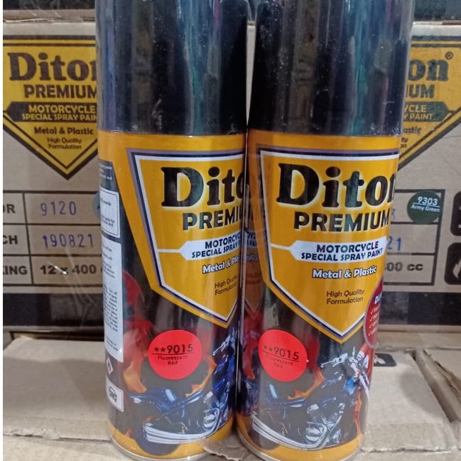 DITON Premium Pilok Pilox Cat Semprot F 9015** Fluorescent Red Stabilo Merah (400cc)