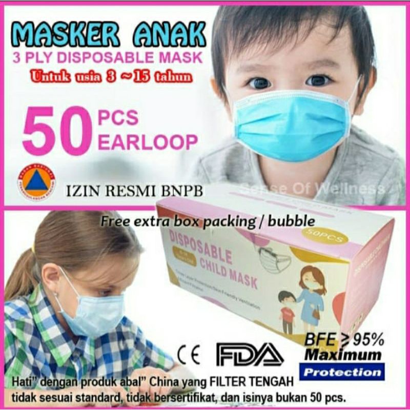 Masker anak 3 ply medis 50 pcs