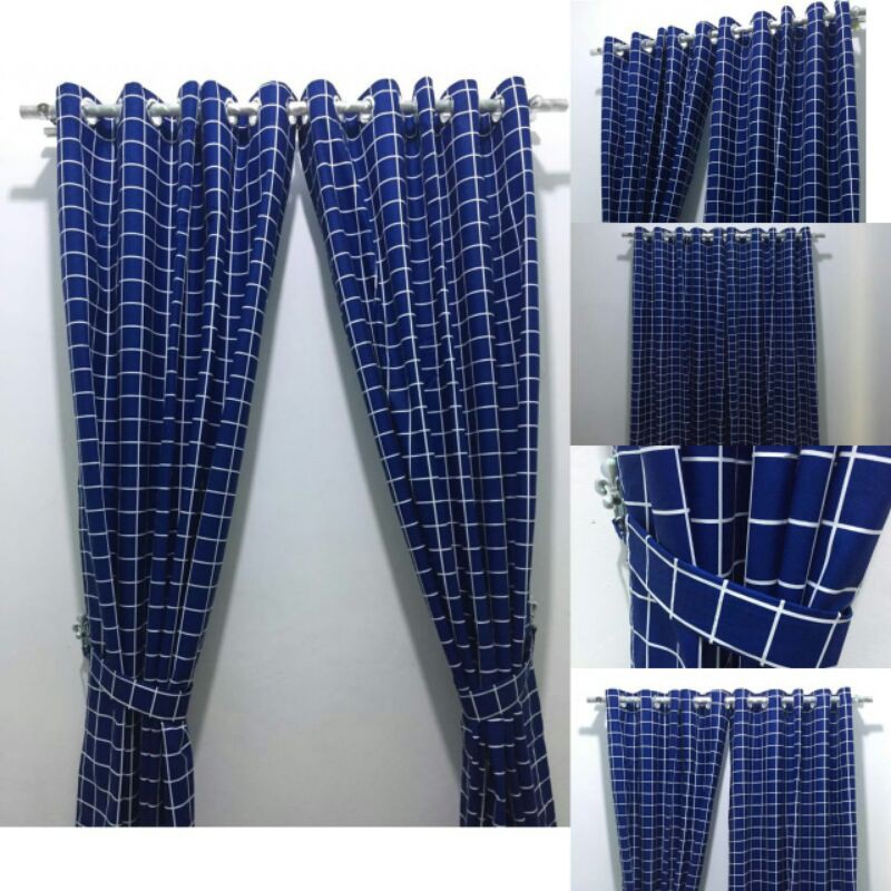 GORDEN MINIMALIS GORDEN KAMAR TIDUR MOTIF KOTAK GARIS BAHAN KATUN